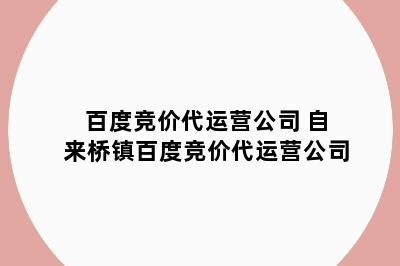 百度竞价代运营公司 自来桥镇百度竞价代运营公司